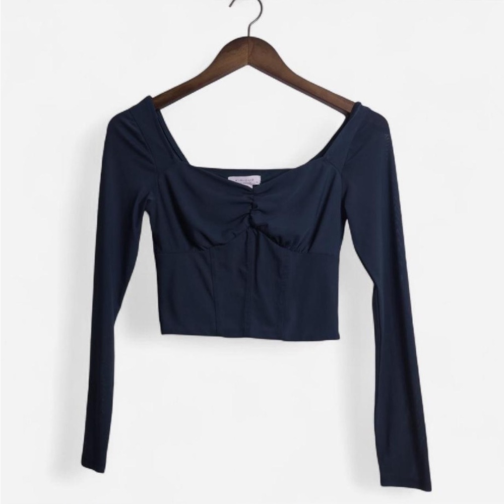 Kirious Los Angles Teal Blue Crop top long sleeve #croptop